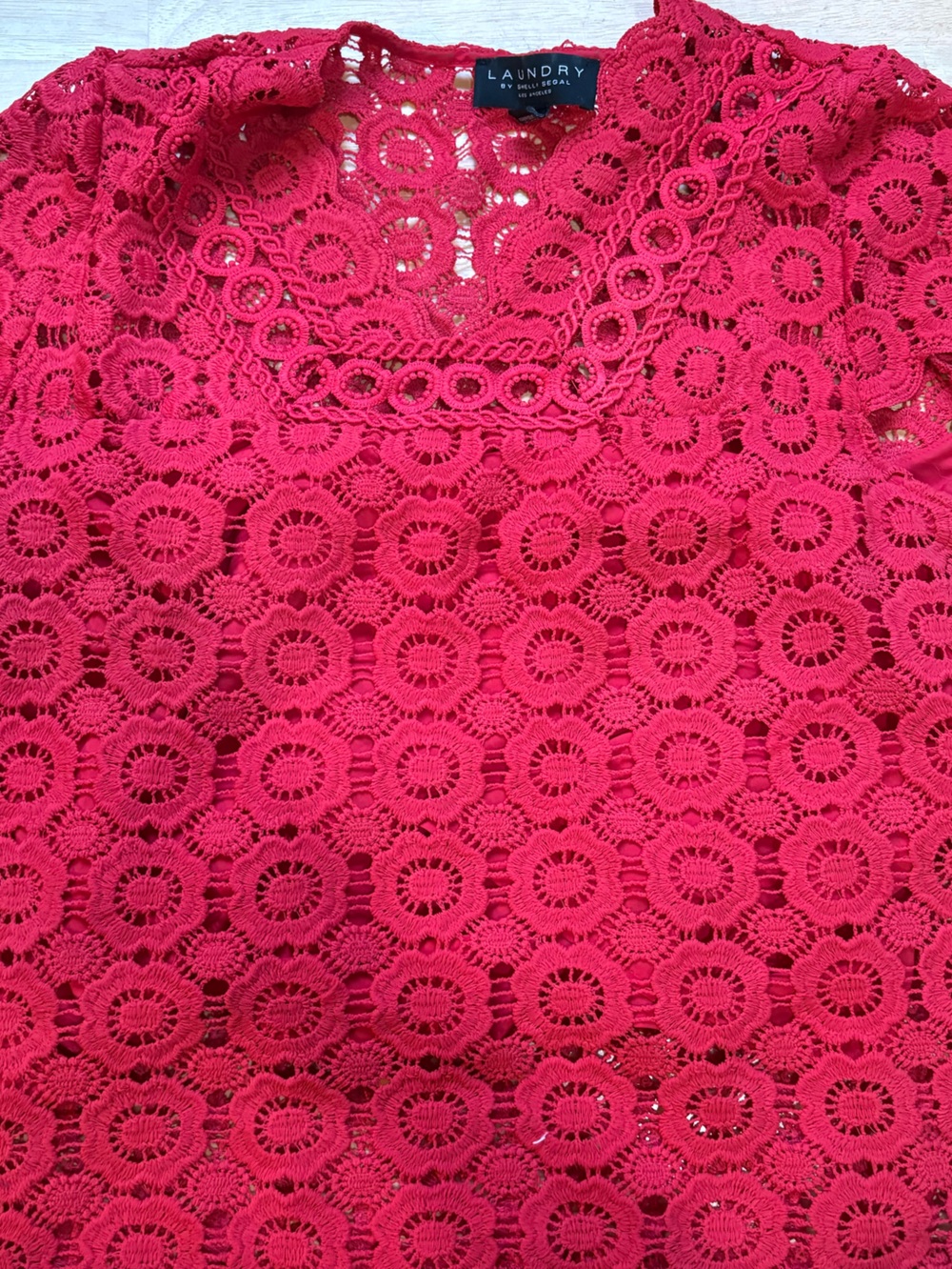Laundry by Shelli Segal Pink Crochet Lace Women's Shell Top